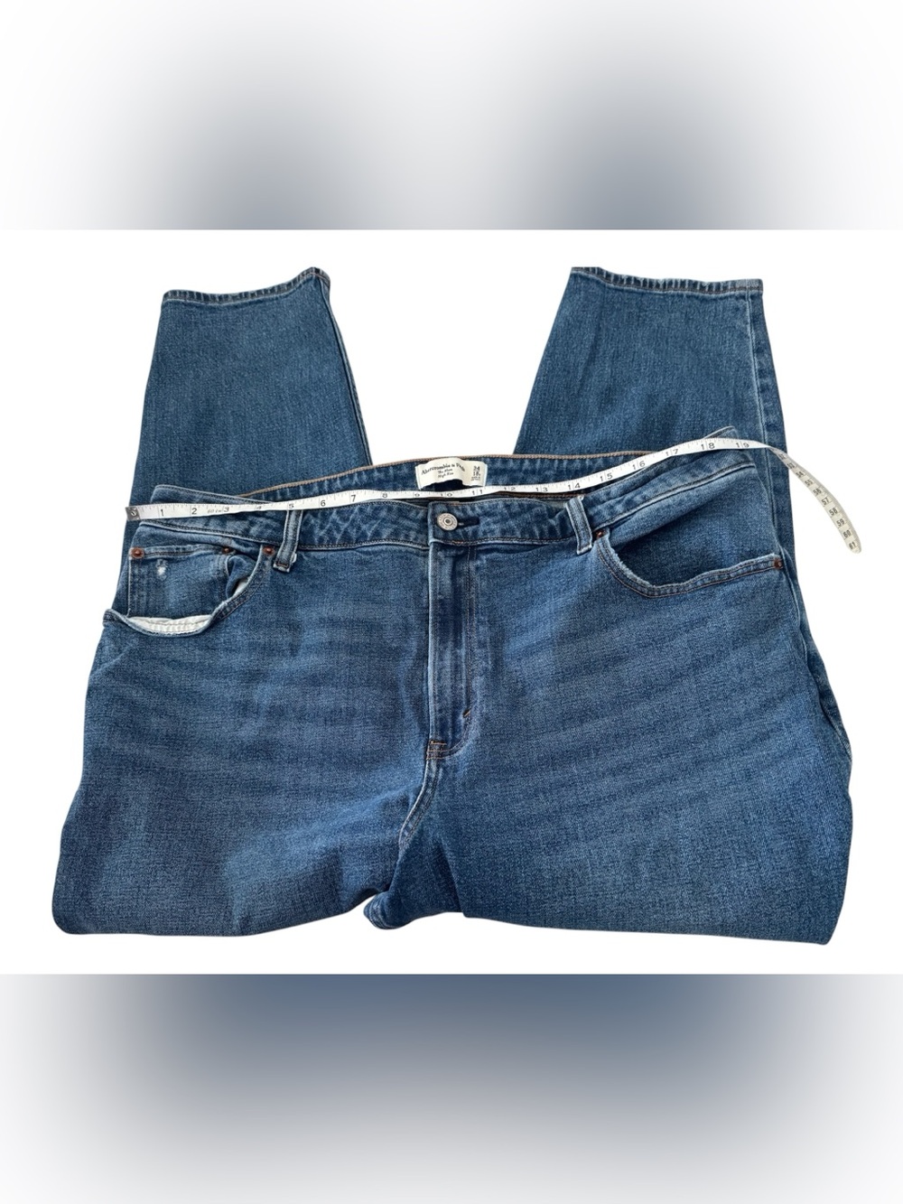 Abercrombie & Fitch The Mom High Rise Women’s Distressed Straight Leg Jeans